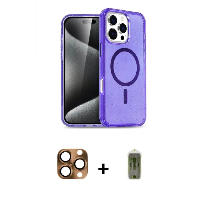 ieg™ iPhone 16 Pro Max Kılıf Nova Asil Prime - Siyah Joko Magic 5D Hayalet Cam + Pers Alüminyum Kamera Lens - CLTM