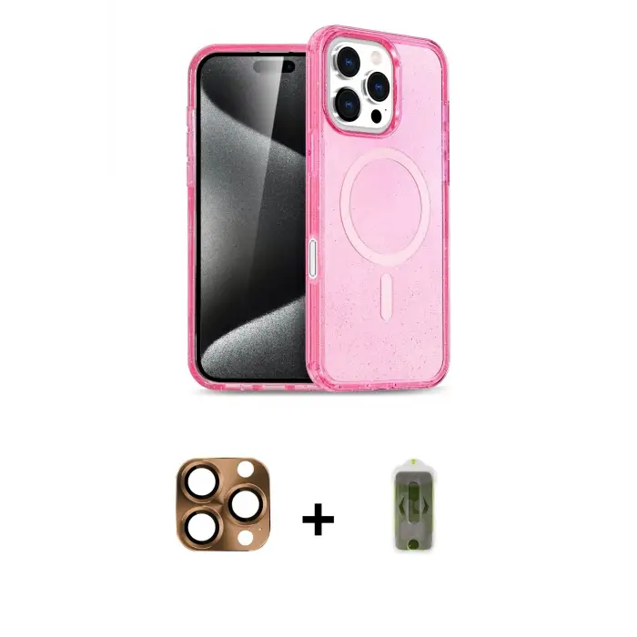 ieg™ iPhone 16 Pro Max Kılıf Nova Asil Prime - Siyah Joko Magic 5D Hayalet Cam + Pers Alüminyum Kamera Lens - CLTM