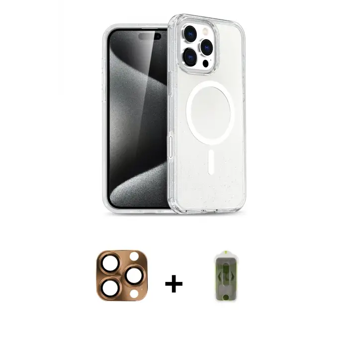 ieg™ iPhone 16 Pro Max Kılıf Nova Asil Prime - Siyah Joko Magic 5D Hayalet Cam + Pers Alüminyum Kamera Lens - CLTM