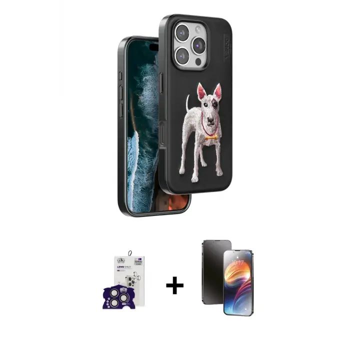 ieg™ iPhone 16 Pro Max Kılıf Nova Form Koleksiyonu - Siyah 3D Antistatik Mat Seramik Nano Ekran Koruyucu + Bilvis Titan Kamera Lens - TMGI