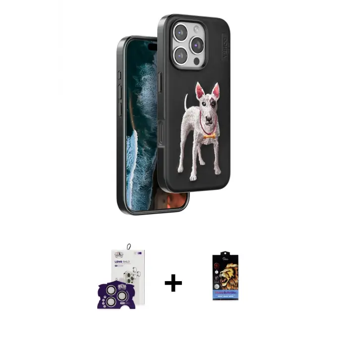 ieg™ iPhone 16 Pro Max Kılıf Nova Form Koleksiyonu - Siyah Buffer Hayalet Cam Ekran Koruyucu + Bilvis Titan Kamera Lens - GS