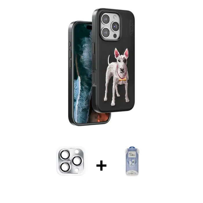 ieg™ iPhone 16 Pro Max Kılıf Nova Form Koleksiyonu - Siyah Joko Magic 5D Cam + Pers Alüminyum Kamera Lens - GS