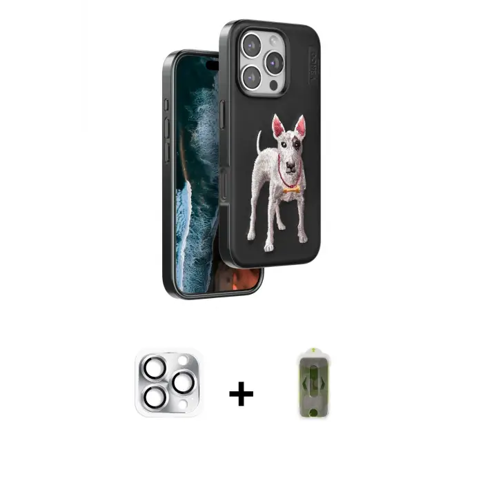 ieg™ iPhone 16 Pro Max Kılıf Nova Form Koleksiyonu - Siyah Joko Magic 5D Hayalet Cam + Pers Alüminyum Kamera Lens - GS