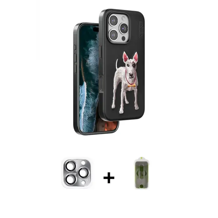 ieg™ iPhone 16 Pro Max Kılıf Nova Form Koleksiyonu - Siyah Joko Magic 5D Hayalet Cam + Pers Alüminyum Kamera Lens - GI