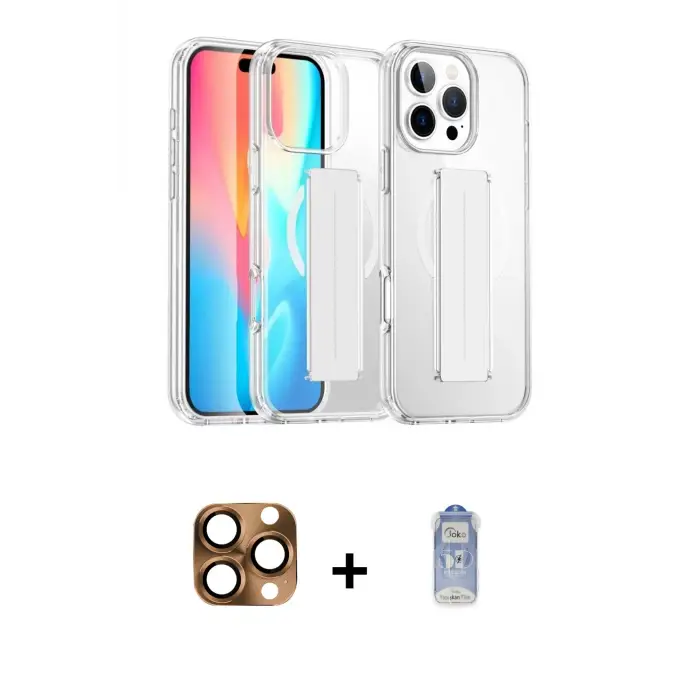 ieg™ iPhone 16 Pro Max Kılıf Nova Işık Koleksiyonu - Siyah Joko Magic 5D Cam + Pers Alüminyum Kamera Lens - CLTM