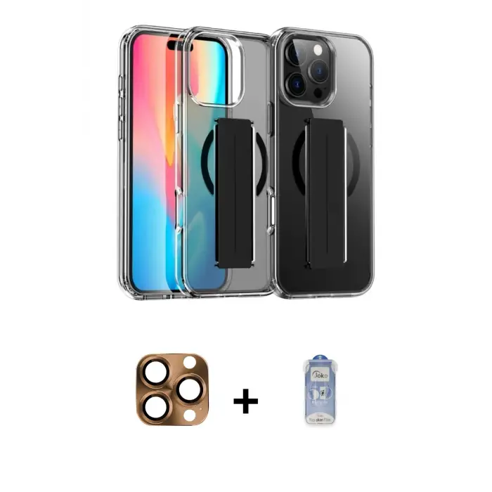 ieg™ iPhone 16 Pro Max Kılıf Nova Işık Koleksiyonu - Siyah Joko Magic 5D Cam + Pers Alüminyum Kamera Lens - CLTM