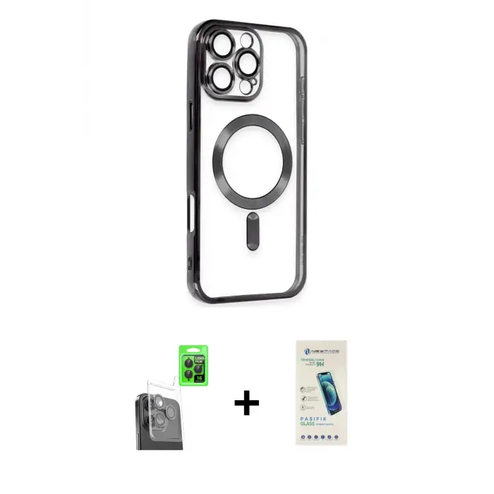 ieg™ iPhone 16 Pro Max Kılıf Nova Işık Özel Seri - Şeffaf Pasifik Cam Ekran Koruyucu + Raze Metal Kamera Lens - SH