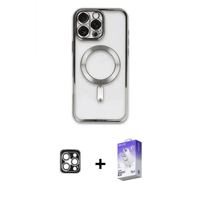 ieg™ iPhone 16 Pro Max Kılıf Nova Işık Özel Seri - Siyah Bilvis 5in1 3D Magic Cam Ekran Koruyucu + PVD Metal Kamera Lens - GS