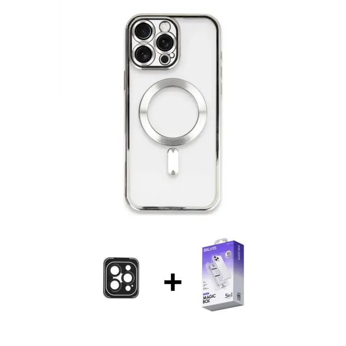 ieg™ iPhone 16 Pro Max Kılıf Nova Işık Özel Seri - Siyah Bilvis 5in1 3D Magic Cam Ekran Koruyucu + PVD Metal Kamera Lens - SH