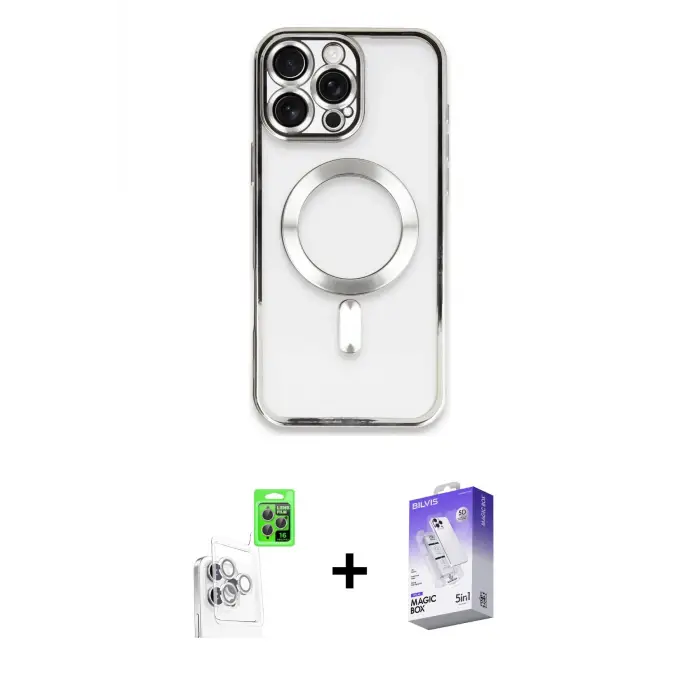ieg™ iPhone 16 Pro Max Kılıf Nova Işık Özel Seri - Siyah Bilvis 5in1 3D Magic Cam Ekran Koruyucu + Raze Metal Kamera Lens - BZ