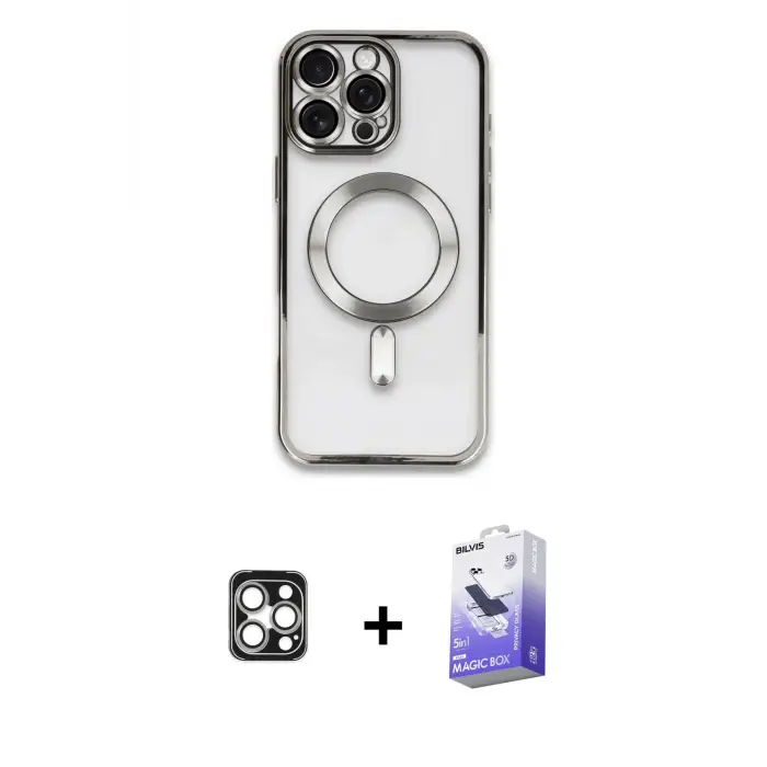 ieg™ iPhone 16 Pro Max Kılıf Nova Işık Özel Seri - Siyah Bilvis 5in1 5D Magic Hayalet Cam Ekran Koruyucu + PVD Metal Kamera Lens - GS