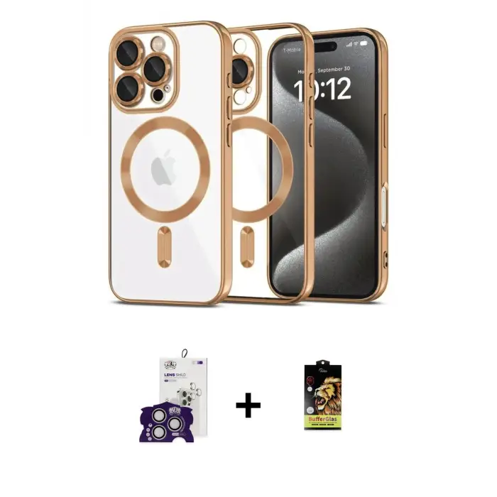 ieg™ iPhone 16 Pro Max Kılıf Nova Işık Özel Seri - Siyah Buffer Cam Ekran Koruyucu + Bilvis Titan Kamera Lens - GS