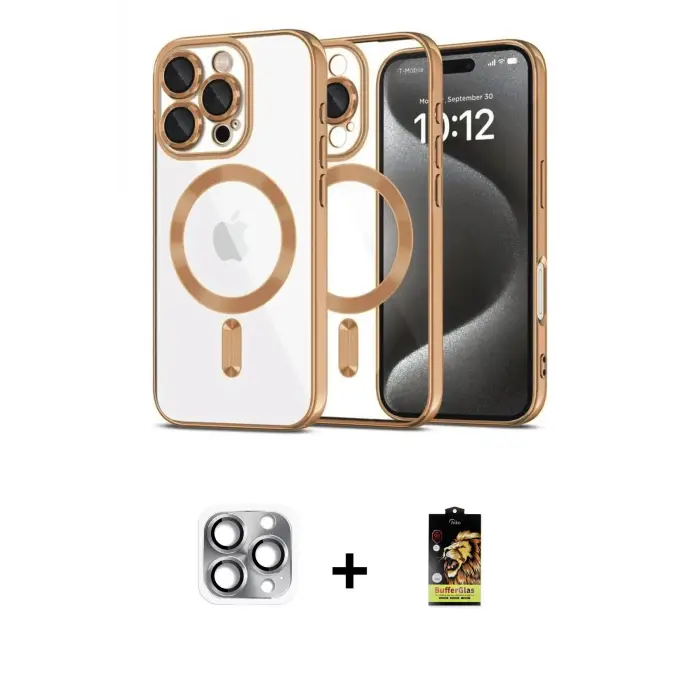 ieg™ iPhone 16 Pro Max Kılıf Nova Işık Özel Seri - Siyah Buffer Cam Ekran Koruyucu + Pers Alüminyum Kamera Lens - GI