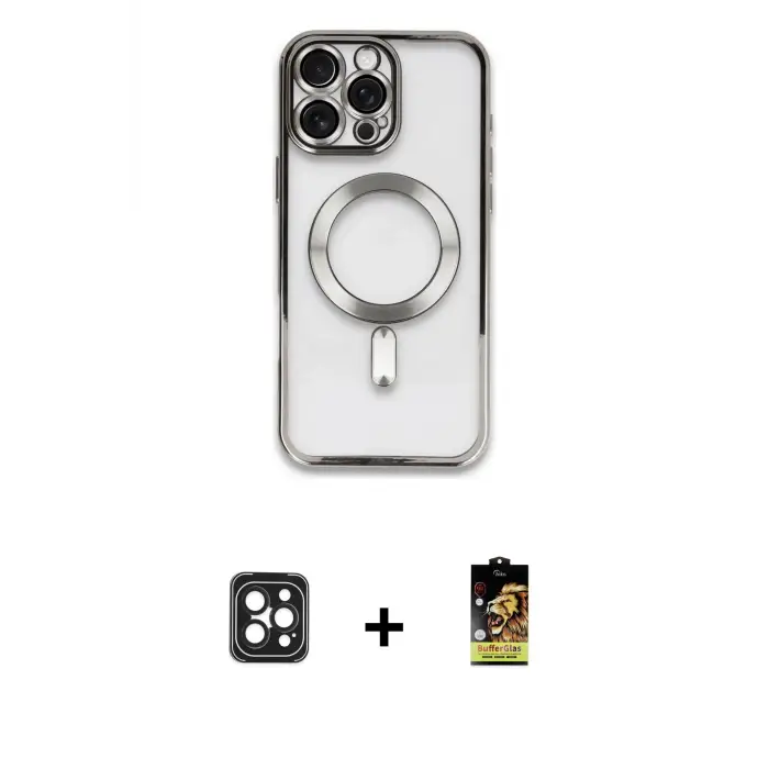 ieg™ iPhone 16 Pro Max Kılıf Nova Işık Özel Seri - Siyah Buffer Cam Ekran Koruyucu + PVD Metal Kamera Lens - SH