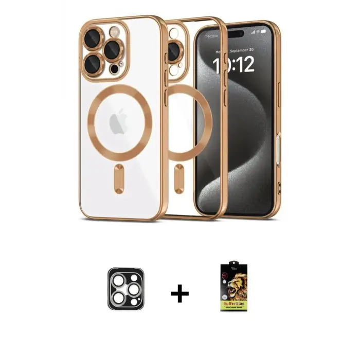 ieg™ iPhone 16 Pro Max Kılıf Nova Işık Özel Seri - Siyah Buffer Cam Ekran Koruyucu + PVD Metal Kamera Lens - GS