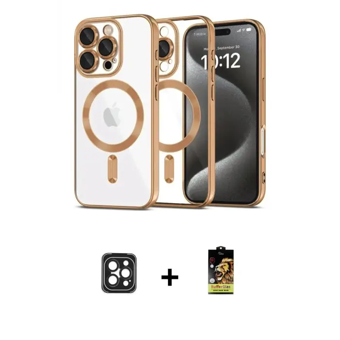 ieg™ iPhone 16 Pro Max Kılıf Nova Işık Özel Seri - Siyah Buffer Cam Ekran Koruyucu + PVD Metal Kamera Lens - SH