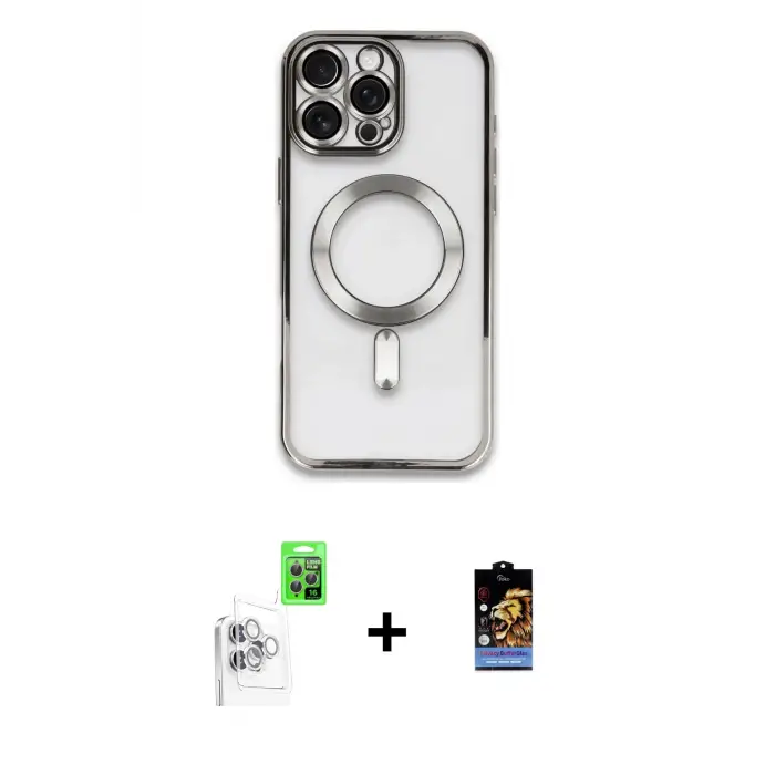 ieg™ iPhone 16 Pro Max Kılıf Nova Işık Özel Seri - Siyah Buffer Hayalet Cam Ekran Koruyucu + Raze Metal Kamera Lens - BZ