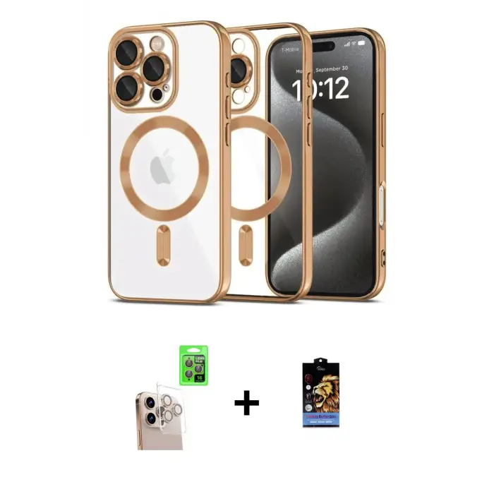 ieg™ iPhone 16 Pro Max Kılıf Nova Işık Özel Seri - Siyah Buffer Hayalet Cam Ekran Koruyucu + Raze Metal Kamera Lens - NLGY