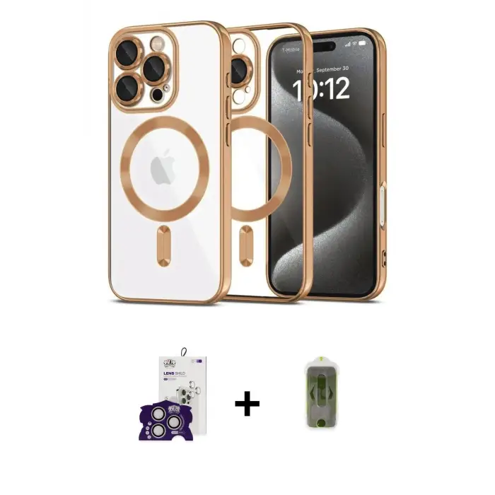 ieg™ iPhone 16 Pro Max Kılıf Nova Işık Özel Seri - Siyah Joko Magic 5D Hayalet Cam + Bilvis Titan Kamera Lens - GS