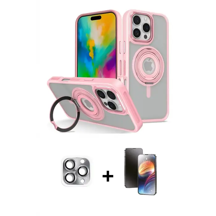 ieg™ iPhone 16 Pro Max Kılıf Nova Minimal Serisi - Siyah 3D Antistatik Mat Seramik Nano Ekran Koruyucu + Pers Alüminyum Kamera Lens - GI