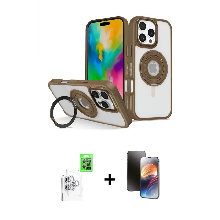 ieg™ iPhone 16 Pro Max Kılıf Nova Minimal Serisi - Siyah 3D Antistatik Mat Seramik Nano Ekran Koruyucu + Raze Metal Kamera Lens - BZ