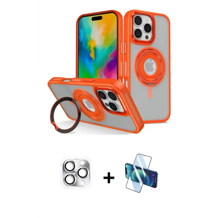 ieg™ iPhone 16 Pro Max Kılıf Nova Minimal Serisi - Siyah 3D Antistatik Seramik Nano Ekran Koruyucu + Pers Alüminyum Kamera Lens - GS