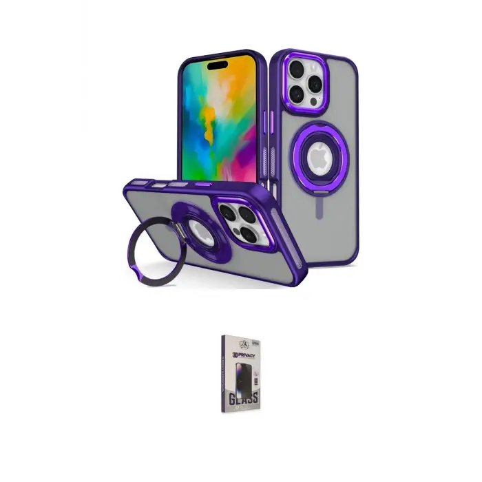 ieg™ iPhone 16 Pro Max Kılıf Nova Minimal Serisi - Siyah Bilvis Hayalet Cam Ekran Koruyucu