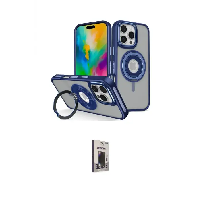 ieg™ iPhone 16 Pro Max Kılıf Nova Minimal Serisi - Siyah Bilvis Hayalet Cam Ekran Koruyucu