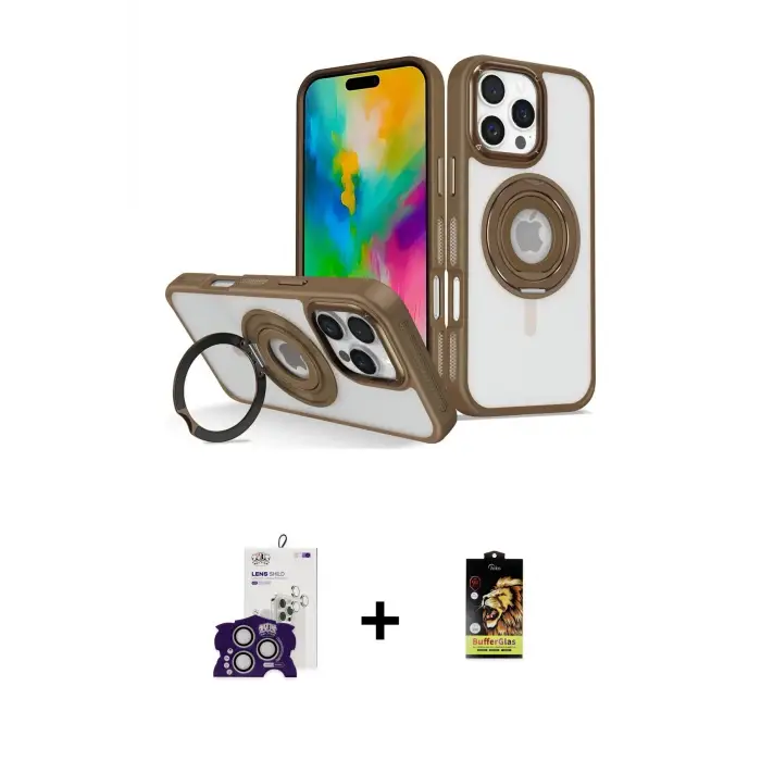 ieg™ iPhone 16 Pro Max Kılıf Nova Minimal Serisi - Siyah Buffer Cam Ekran Koruyucu + Bilvis Titan Kamera Lens - GS