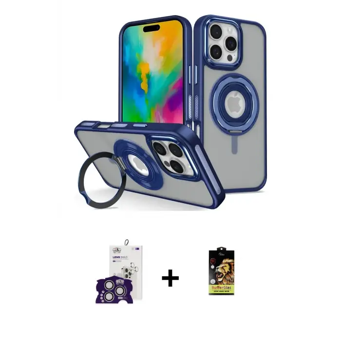 ieg™ iPhone 16 Pro Max Kılıf Nova Minimal Serisi - Siyah Buffer Cam Ekran Koruyucu + Bilvis Titan Kamera Lens - GS