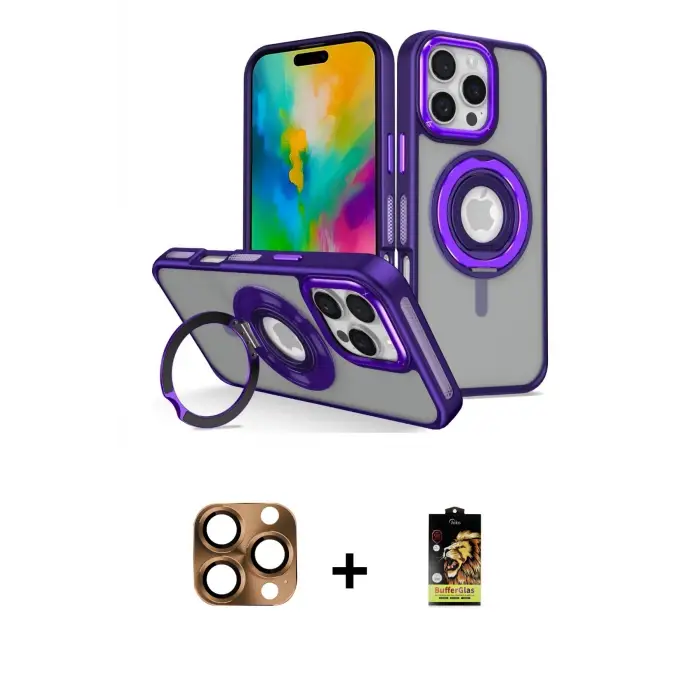 ieg™ iPhone 16 Pro Max Kılıf Nova Minimal Serisi - Siyah Buffer Cam Ekran Koruyucu + Pers Alüminyum Kamera Lens - CLTM