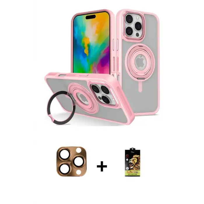 ieg™ iPhone 16 Pro Max Kılıf Nova Minimal Serisi - Siyah Buffer Cam Ekran Koruyucu + Pers Alüminyum Kamera Lens - CLTM