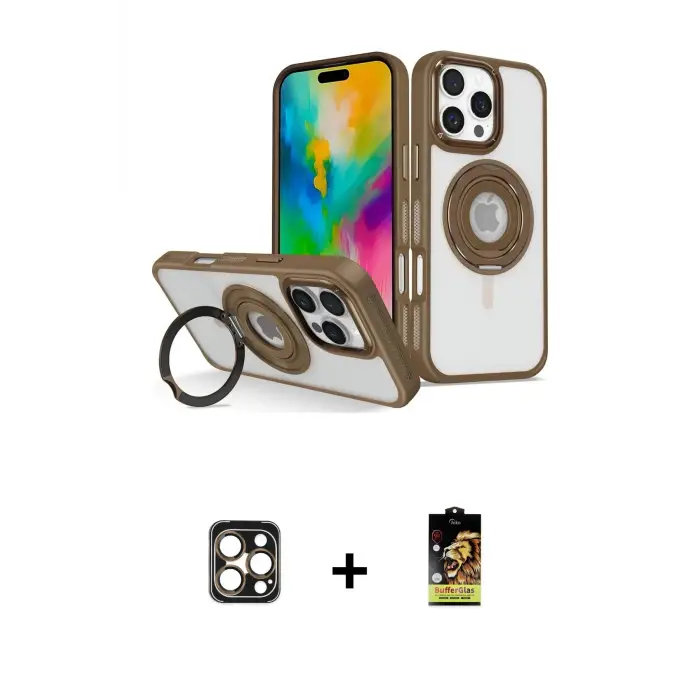 ieg™ iPhone 16 Pro Max Kılıf Nova Minimal Serisi - Siyah Buffer Cam Ekran Koruyucu + PVD Metal Kamera Lens - GD