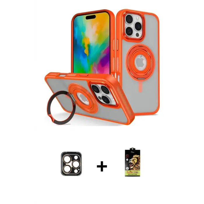 ieg™ iPhone 16 Pro Max Kılıf Nova Minimal Serisi - Siyah Buffer Cam Ekran Koruyucu + PVD Metal Kamera Lens - GD