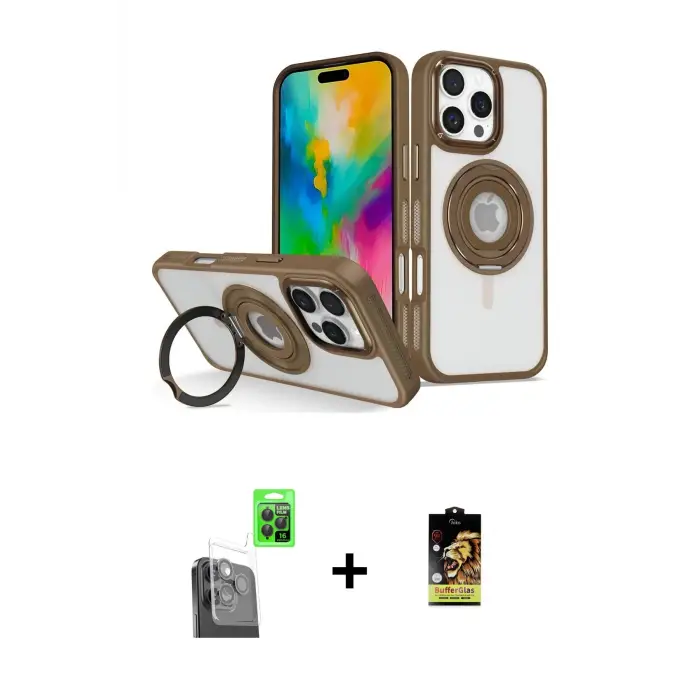 ieg™ iPhone 16 Pro Max Kılıf Nova Minimal Serisi - Siyah Buffer Cam Ekran Koruyucu + Raze Metal Kamera Lens - SH