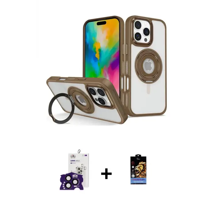 ieg™ iPhone 16 Pro Max Kılıf Nova Minimal Serisi - Siyah Buffer Hayalet Cam Ekran Koruyucu + Bilvis Titan Kamera Lens - SH