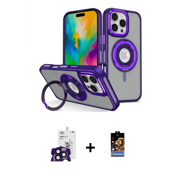 ieg™ iPhone 16 Pro Max Kılıf Nova Minimal Serisi - Siyah Buffer Hayalet Cam Ekran Koruyucu + Bilvis Titan Kamera Lens - SH