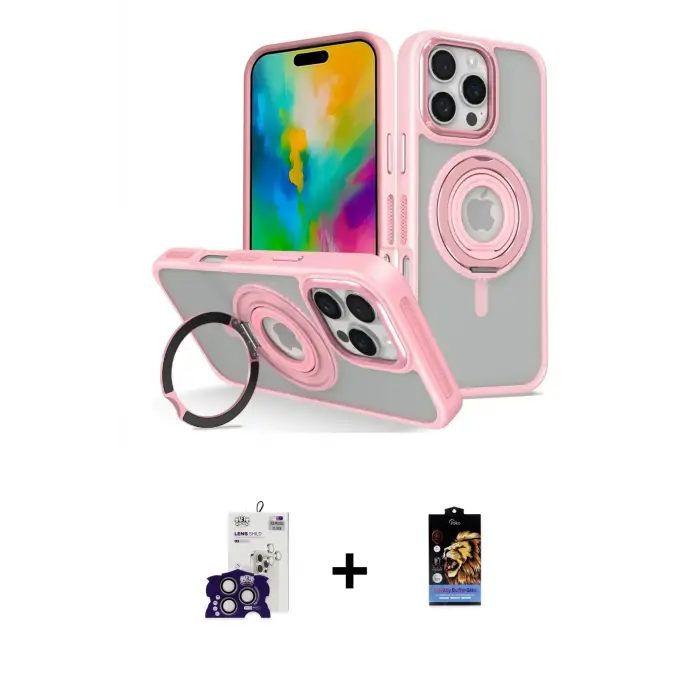 ieg™ iPhone 16 Pro Max Kılıf Nova Minimal Serisi - Siyah Buffer Hayalet Cam Ekran Koruyucu + Bilvis Titan Kamera Lens - TMGI