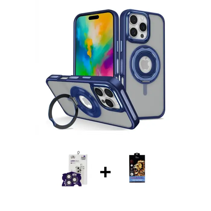ieg™ iPhone 16 Pro Max Kılıf Nova Minimal Serisi - Siyah Buffer Hayalet Cam Ekran Koruyucu + Bilvis Titan Kamera Lens - TMGI