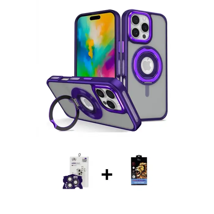 ieg™ iPhone 16 Pro Max Kılıf Nova Minimal Serisi - Siyah Buffer Hayalet Cam Ekran Koruyucu + Bilvis Titan Kamera Lens - TMGI