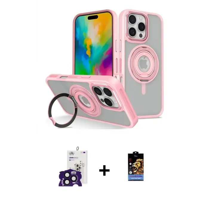 ieg™ iPhone 16 Pro Max Kılıf Nova Minimal Serisi - Siyah Buffer Hayalet Cam Ekran Koruyucu + Bilvis Titan Kamera Lens - SH