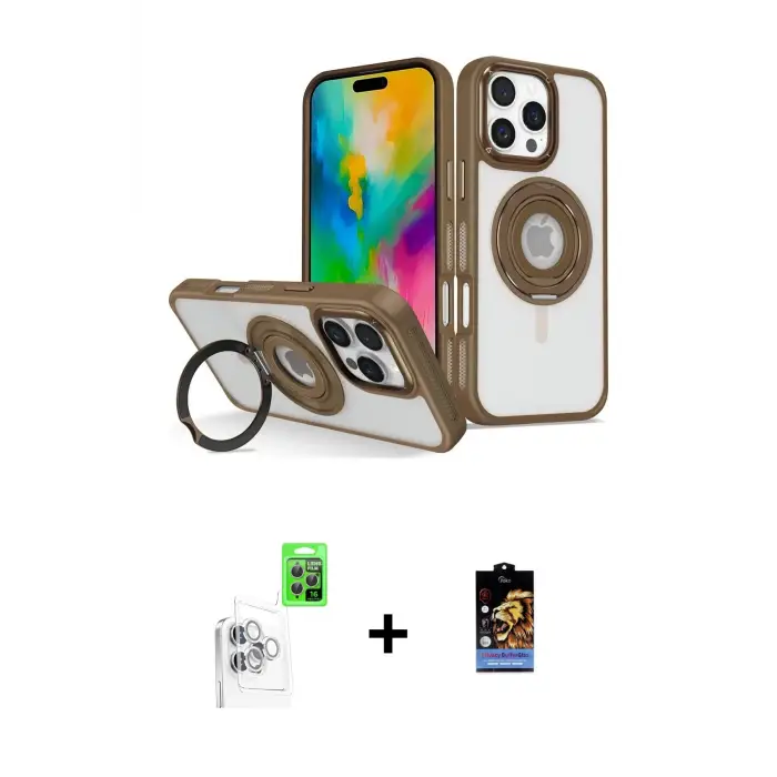 ieg™ iPhone 16 Pro Max Kılıf Nova Minimal Serisi - Siyah Buffer Hayalet Cam Ekran Koruyucu + Raze Metal Kamera Lens - BZ