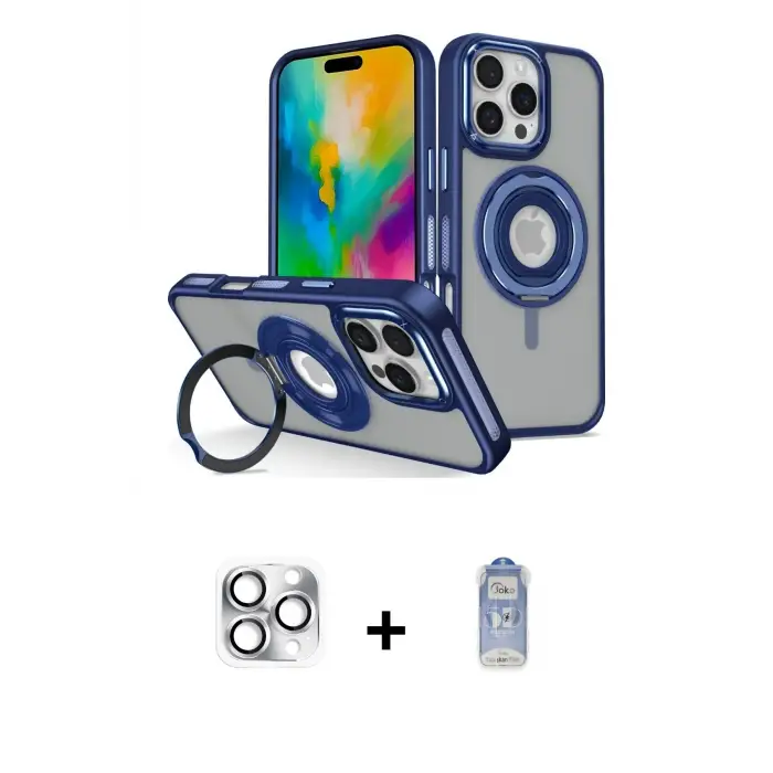 ieg™ iPhone 16 Pro Max Kılıf Nova Minimal Serisi - Siyah Joko Magic 5D Cam + Pers Alüminyum Kamera Lens - GS