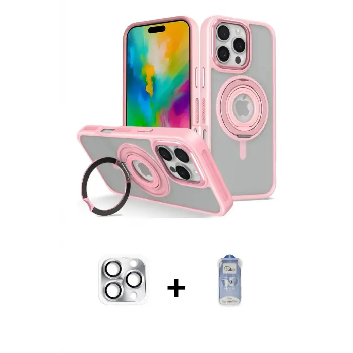 ieg™ iPhone 16 Pro Max Kılıf Nova Minimal Serisi - Siyah Joko Magic 5D Cam + Pers Alüminyum Kamera Lens - GS