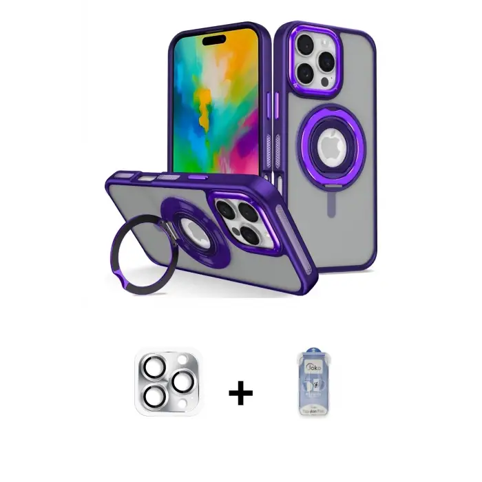 ieg™ iPhone 16 Pro Max Kılıf Nova Minimal Serisi - Siyah Joko Magic 5D Cam + Pers Alüminyum Kamera Lens - GS