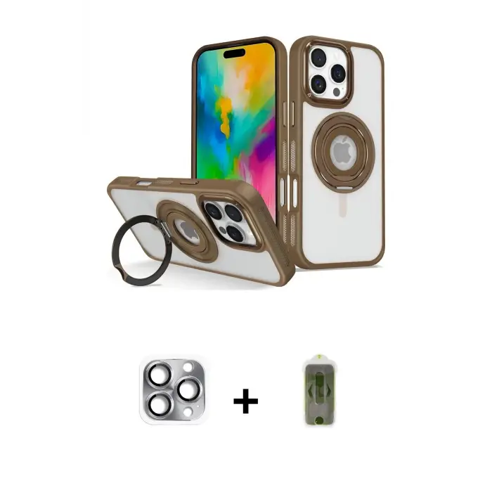 ieg™ iPhone 16 Pro Max Kılıf Nova Minimal Serisi - Siyah Joko Magic 5D Hayalet Cam + Pers Alüminyum Kamera Lens - GI