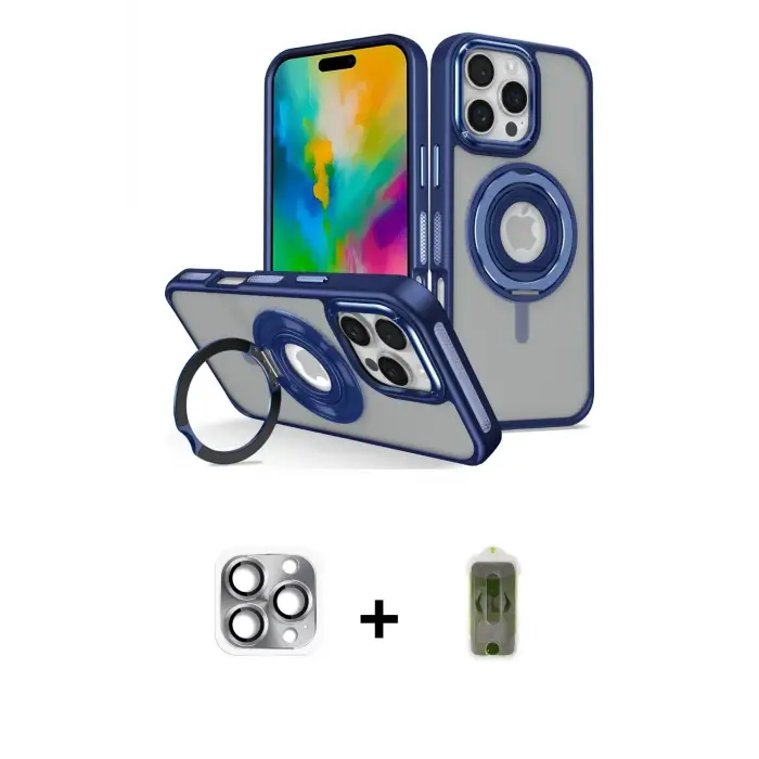 ieg™ iPhone 16 Pro Max Kılıf Nova Minimal Serisi - Siyah Joko Magic 5D Hayalet Cam + Pers Alüminyum Kamera Lens - GI