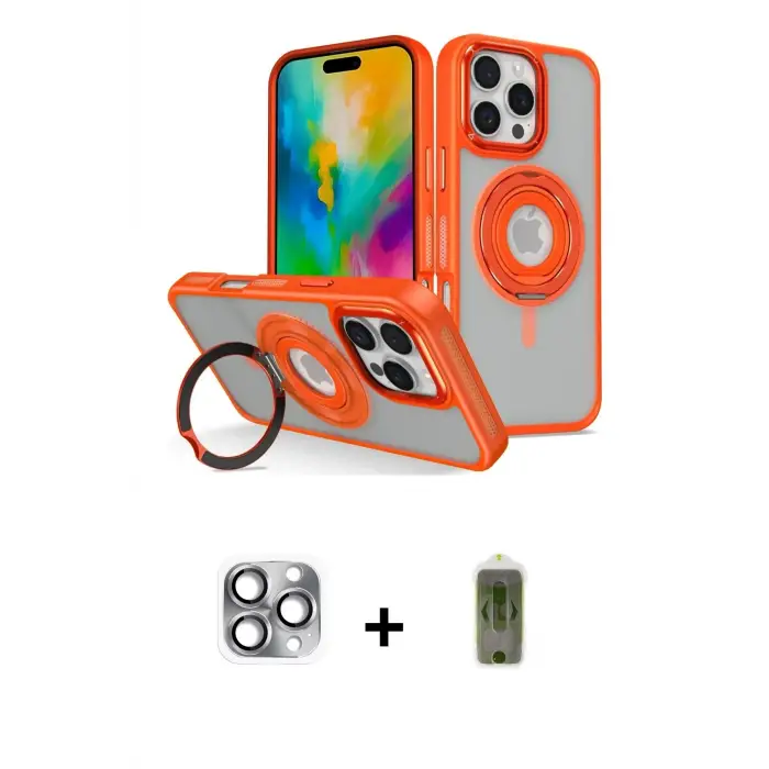 ieg™ iPhone 16 Pro Max Kılıf Nova Minimal Serisi - Siyah Joko Magic 5D Hayalet Cam + Pers Alüminyum Kamera Lens - GI