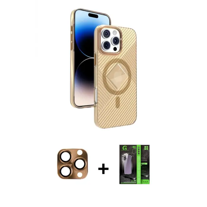 ieg™ iPhone 16 Pro Max Kılıf Nova Modern Prime - Şeffaf 360 Full Body Arka Koruyucu + Pers Alüminyum Kamera Lens - CLTM