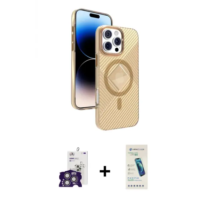 ieg™ iPhone 16 Pro Max Kılıf Nova Modern Prime - Şeffaf Pasifik Cam Ekran Koruyucu + Bilvis Titan Kamera Lens - GS